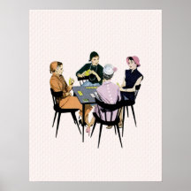 Retro Fünfzigerjahre Kartenspiel Poster