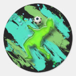 RETRO FUSSBALL-SPIELER RUNDER AUFKLEBER