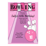 Retro Girly rosa Geburtstags-Bowlings-Party laden  Einladungskarte