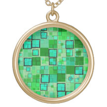 Retro Green with Black Square Abstract Jewelry