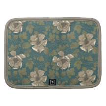 Retro grüner Blumenmuster-Planer-Folio-Organisator