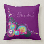 Retro Kreis-Wirbels-u. Blumen-lila personalisierte Kissen