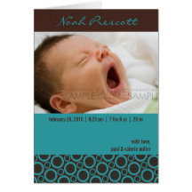 Retro Kreise aquamarin • Baby-Mitteilung Grußkarten