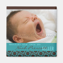 Retro Kreise aquamarin • Baby-Mitteilung Magnets