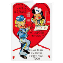 Retro Mailman-Postzustellungs-Valentinstag-Karte