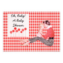 Retro Mamma und Babyparty V2 Individuelle Ankündigungskarte