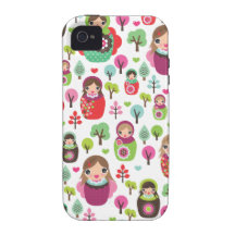 Retro matryoshka russisches Puppen-Kindermuster Case-Mate iPhone 4 Cover