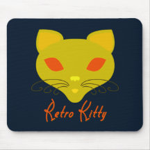 Retro Miezekatze-Schwarzes Mauspad