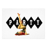 Retro Pin herauf Mädchen-Party Individuelle Einladungskarten
