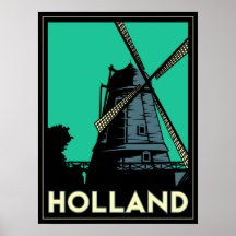 retro Plakat des Holland-Windmühleneuropa-Kunst-De