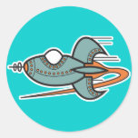 Retro Rakete Runder Aufkleber