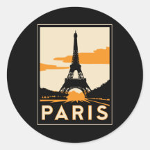 retro Reiseplakat des Paris-Kunst-Dekos Runder Sticker
