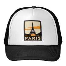 retro Reiseplakat des Paris-Kunst-Dekos Baseball Mützen