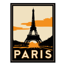 retro Reiseplakat des Paris-Kunst-Dekos Postkarten