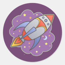 Retro Rocket Runder Sticker