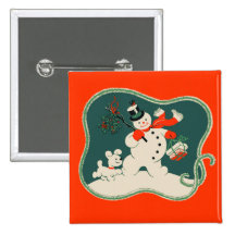 Retro Schneemann Buttons