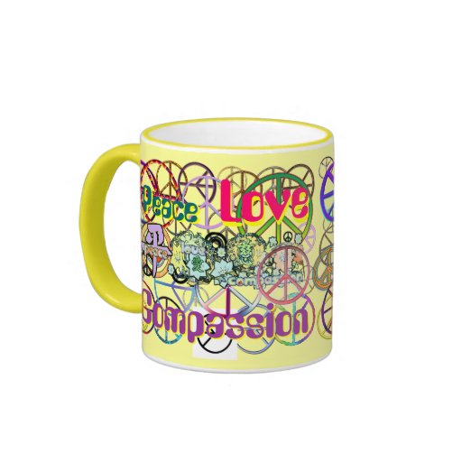 Retro Sechzigerjahre Friedenszeichen GalorePeace L Tee Tassen