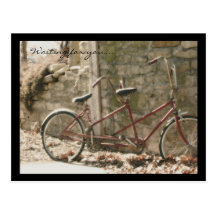 Retro Tandemfahrradpostkarte