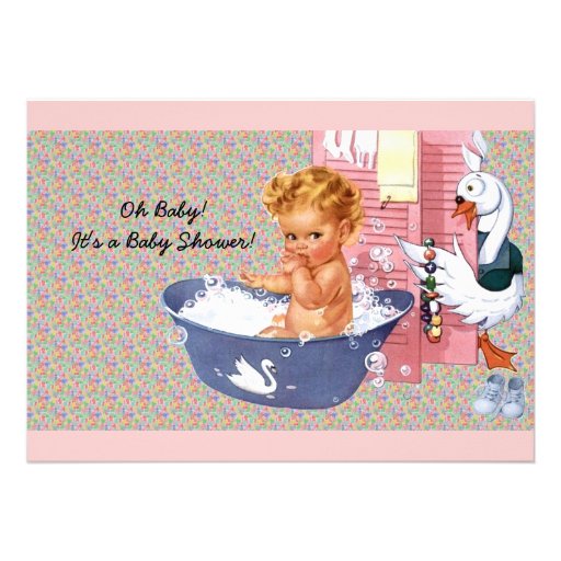 Retro Vierzigerjahre Babyparty Personalisierte Einladungskarte