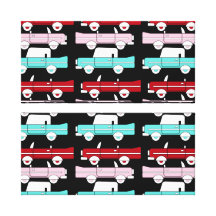 Retro Vintage Auto-rosarotes Türkis-Blau-frisierte Gespannte Galerie Drucke