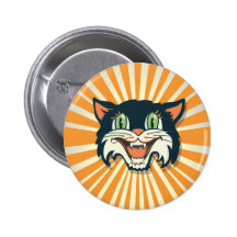 Retro Vintage Halloween-Katze Button