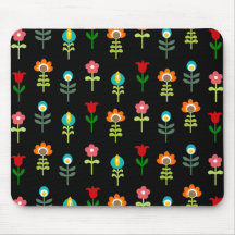 Retro Volksblumenmuster Mousepads