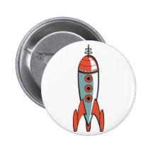 Retro Weltraumrakete Anstecknadelbuttons
