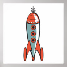 Retro Weltraumrakete Posterdruck