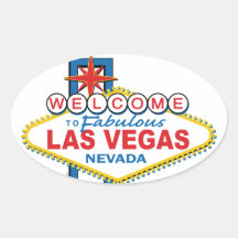Retro Zeichen Las Vegass Ovale Aufkleber