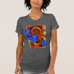 RetroFlower Blau-Blüten-T-Shirt t-shirts