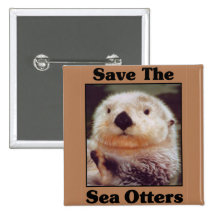 Retten Sie die Seeotter Anstecknadelbutton