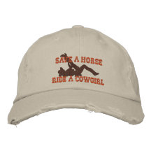 Retten Sie einer Pferde… Fahrt ein Cowgirl! Bestickte Baseballkappe