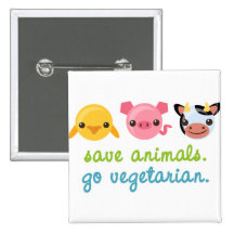 Retten Sie Tiere gehen Vegetarier Anstecknadelbutton