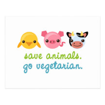Retten Sie Tiere gehen Vegetarier Postkarte