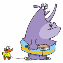 Rhino-Cartoon Zeit der lustigen Wanne tubby Photostatuen
