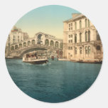 Rialto Brücke und Canal Grande, Venedig, Italien Runder Sticker