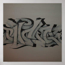 RicoUno Graffiti grauer Skala Plakatdrucke