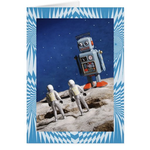 Riesiger Roboter auf dem Mond Karten