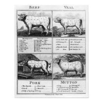 Rindfleisch, Kalbfleisch, Schweinefleisch und Hamm poster