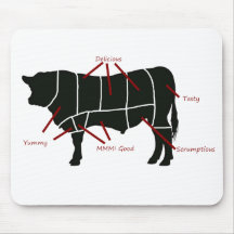 Rindfleisch-Metzger-Diagramm - geschmackvolles kös Mousepad