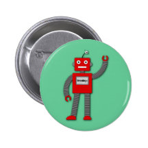 Robi der Retro Roboter-Knopf Anstecknadelbuttons