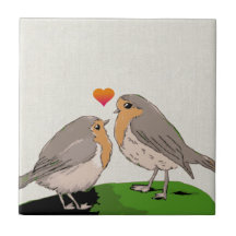 Robin redbreast Vogel-Liebe Kachel
