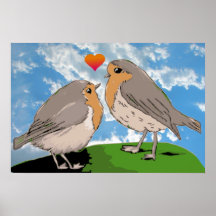 Robin redbreast Vogel-Liebe Posterdruck