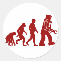 Roboter-Evolution - vom Mann in Roboter Runde Sticker