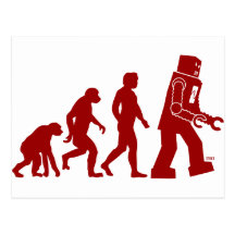 Roboter-Evolution - vom Mann in Roboter Postkarten