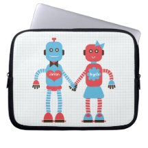 Roboter-Liebe-personalisierte Laptop-Hülse für Paa Computer Schutzhüllen