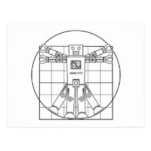 Roboter-Postkarte Da Vincis Vitruvian