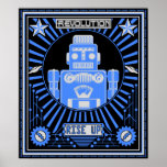 Roboter-Revolutions-Blau Posterdrucke