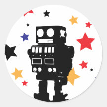 Roboter-Stern Runde Sticker