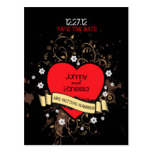 Rock-and-RollGrungy Herz (Brown) Save the Date Postkarten